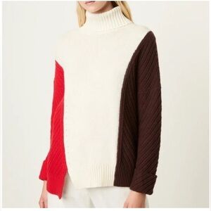NWOT - French Connection Viola Recut Turtleneck Sweater Cream - Size Small